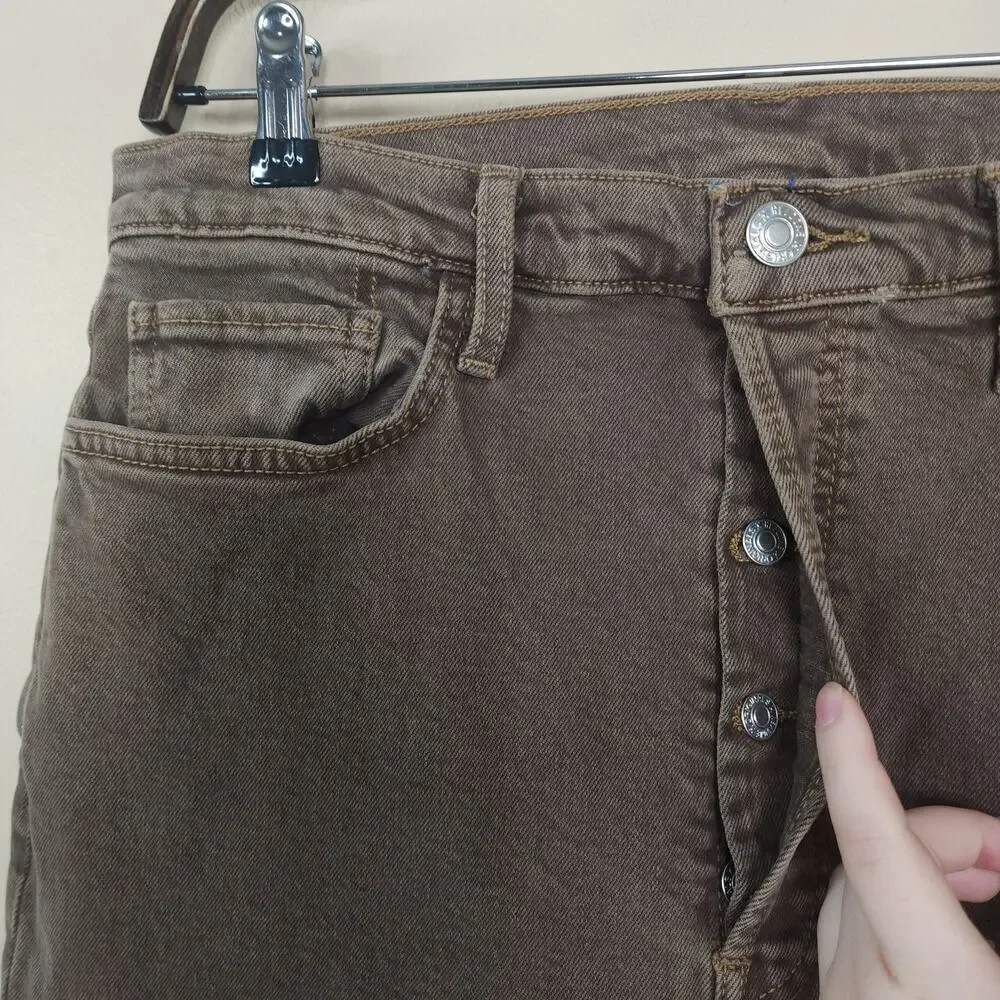 Re/Done 70s High-Rise Stove Pipe Jeans in Chocolate Size 30